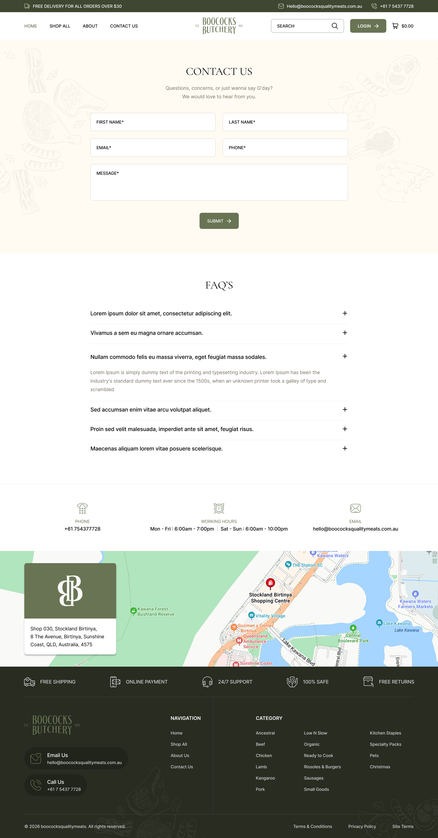 Boococks contact page