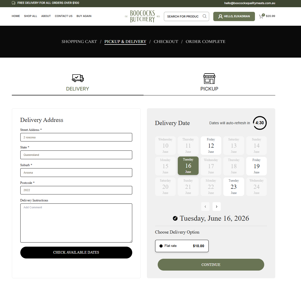 Boococks <b>Delivery</b> Address, delivery date & flat-rate option