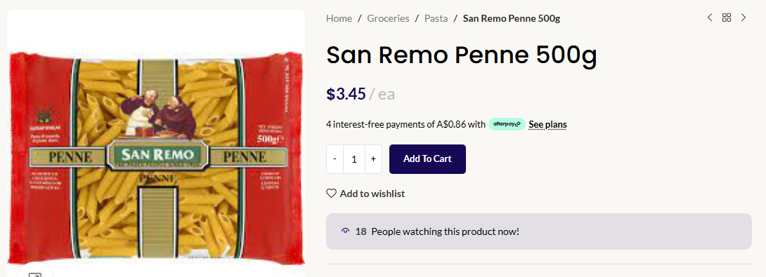 San Remo Penne 500g at $3.45 online