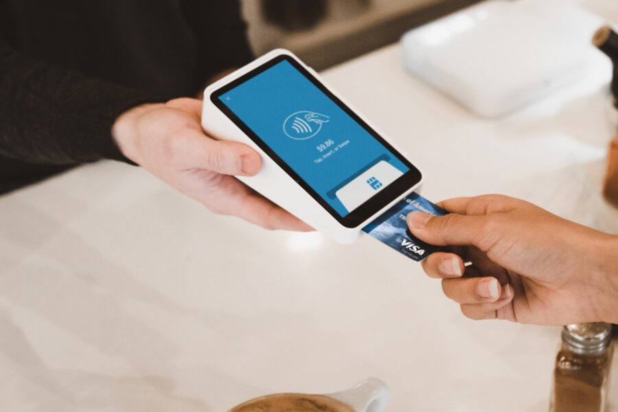 Customer paying by card, with the payment authorised rather than captured immediately