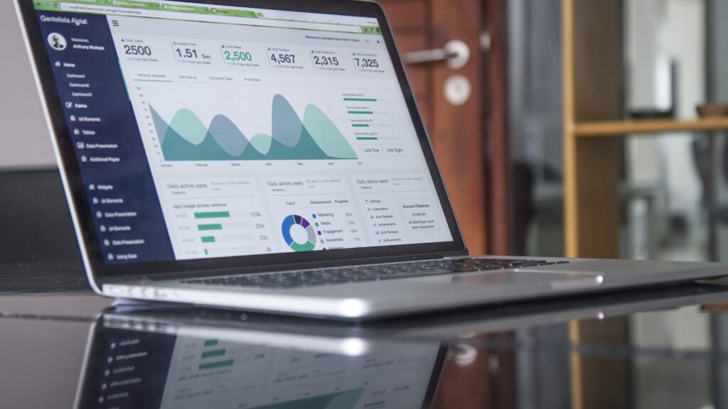 Reviewing store metrics on a laptop during an ecommerce audit